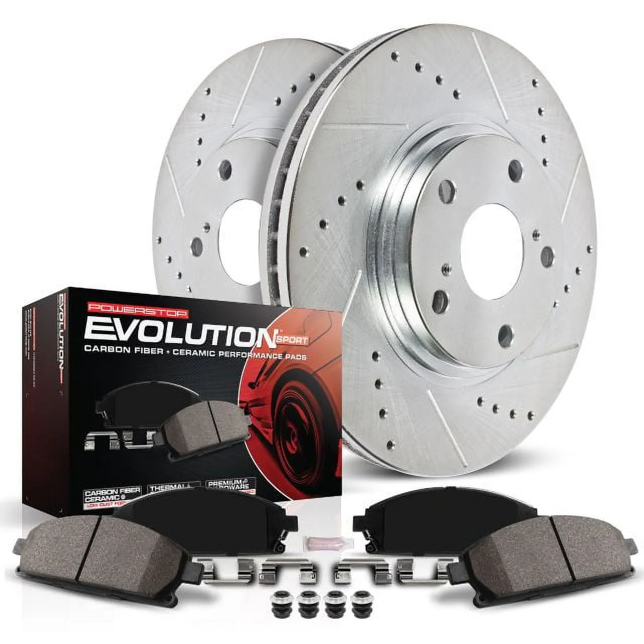 Power Stop Rear Brake Kit with Drilled & Slotted Rotors and Ceramic Brake Pads K4605