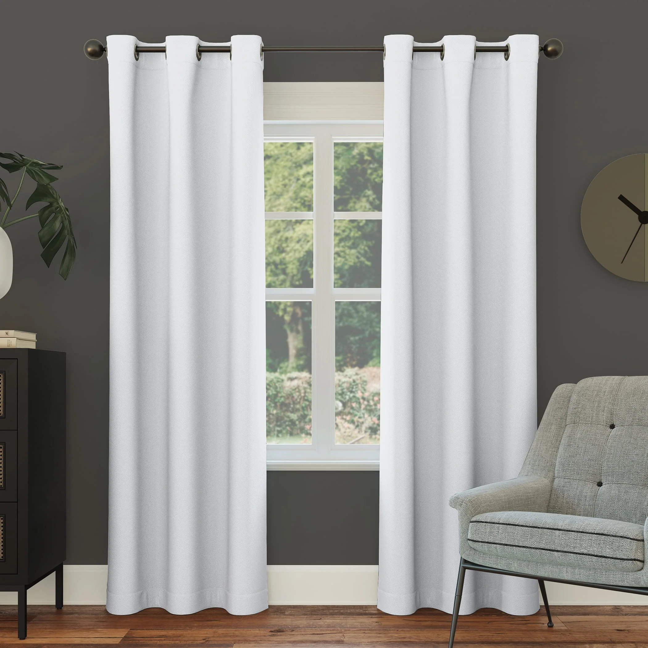 Sun Zero Nolan Energy Efficient Blackout Grommet Single Curtain Panel, 40" x 84", Dove White, Adult