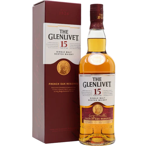 b807961cb4ad18a375ad3ee1ed9d5a4e19d7a1be58b89367fd494cb4c4a24d93 Glenlivet Scotch Single Malt 15 Year French Oak Reserve - 750ML - Image 1