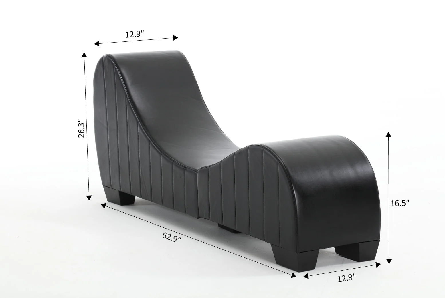 PWOPWOE Yoga Chaise Lounge for Stretching & Relaxation Modern Faux Leather Curved Sofa, Modern Faux Leather Curved Sofa, Living Room Bedroom Accent